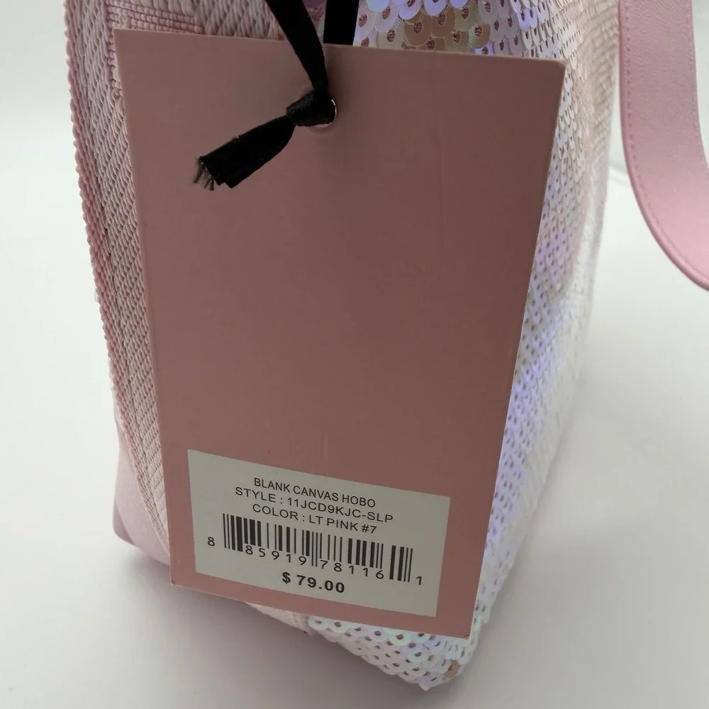 Juicy Couture Blank Canvas Hobo Purse Light Sparkle Iridescent Pink NWT